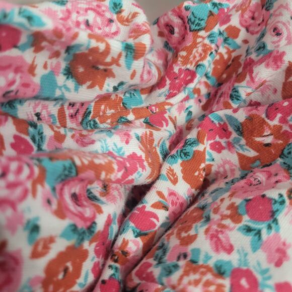 Sporting Club Vintage Floral Romper Pink Cotton Playsuit Buttons Wide Leg Small - Picture 12 of 15